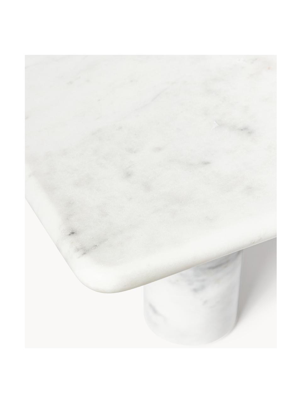 Marmor-Couchtisch Mabel, Marmor, Weiss, marmoriert, B 80 x T 80 cm