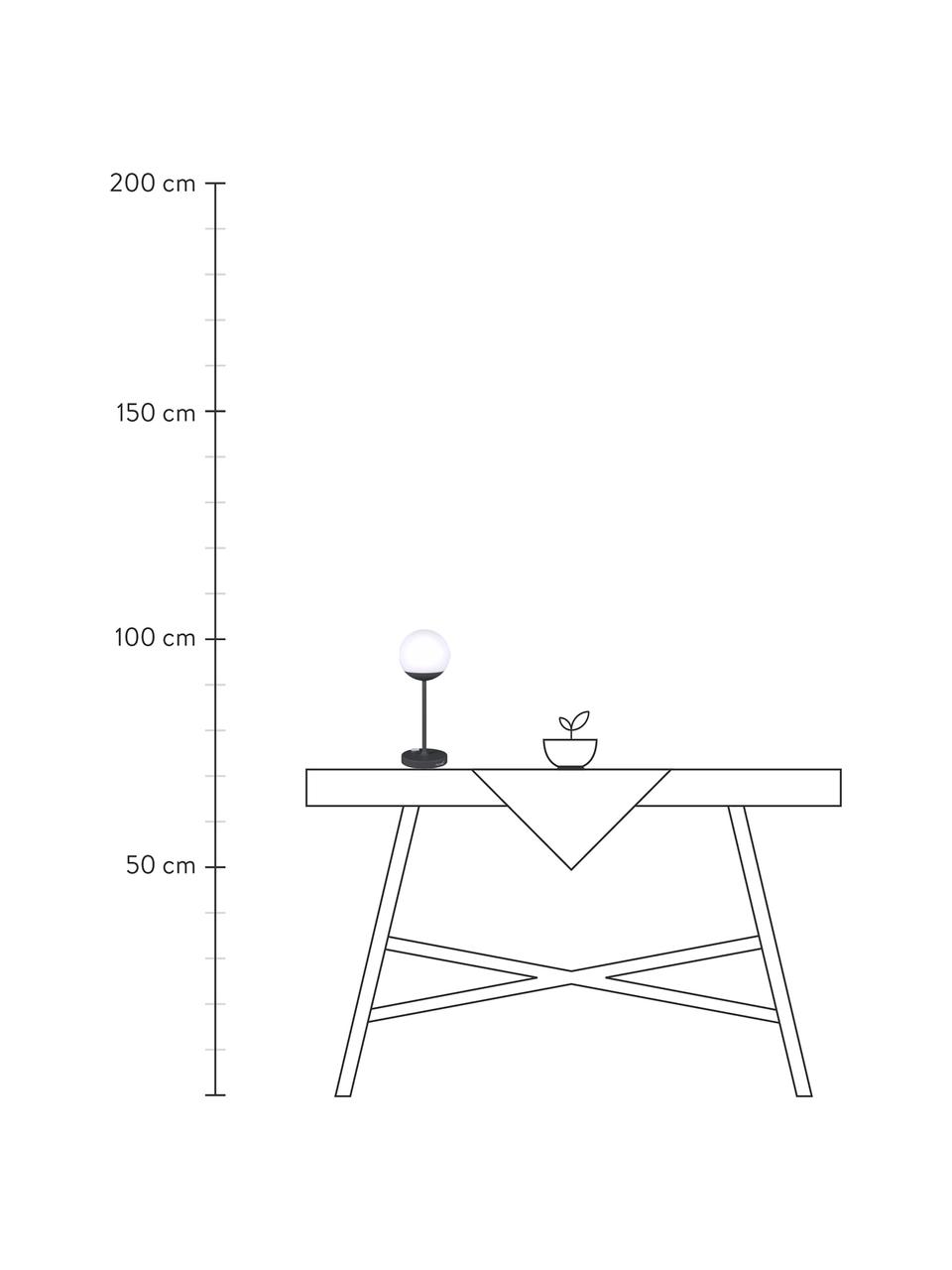 Lámpara de mesa regulable para exterior Mooon, portátil, Pantalla: polietileno, Blanco, gris antracita, Ø 14 x Al 41 cm
