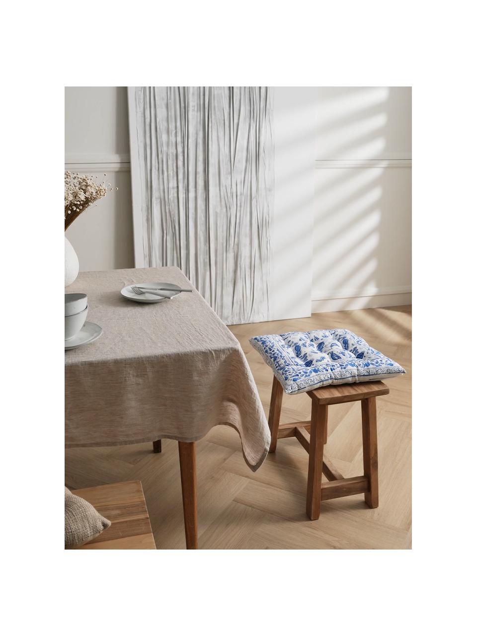 Cojín de asiento de algodón doble cara Andrea, Tapizado: 100% algodón, Azul, An 40 x L 40 cm