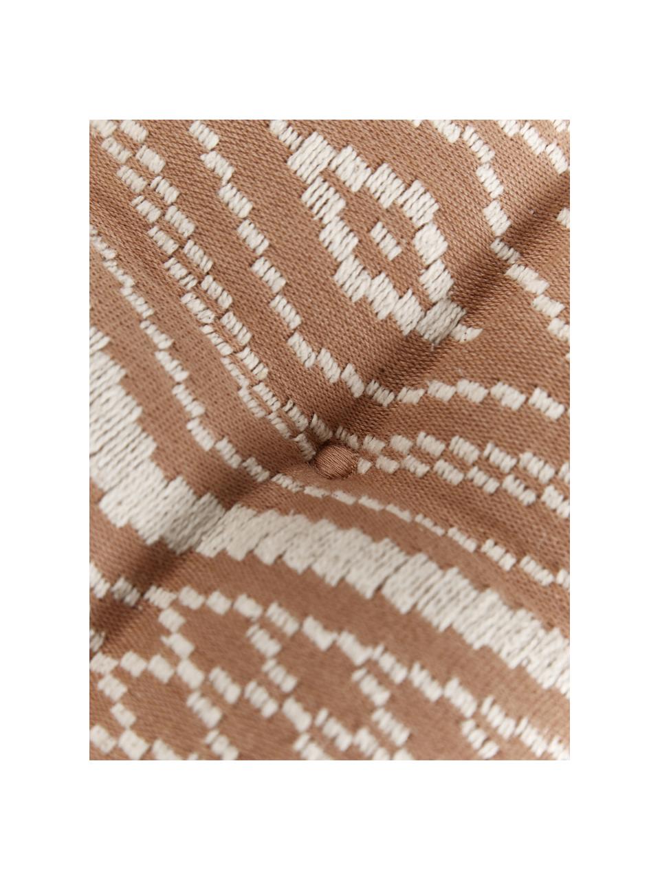 Cojín de asiento de algodón Blaki, Tapizado: 100% algodón, Marrón, blanco crema, An 40 x L 40 cm