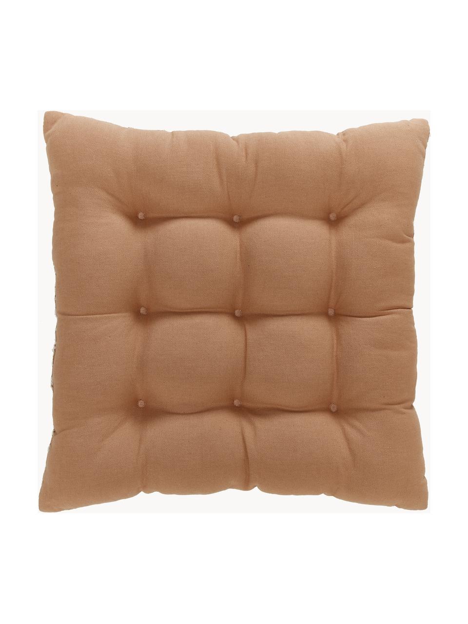 Cuscino sedia in cotone Blaki, Rivestimento: 100% cotone, Marrone, crema, Larg. 40 x Lung. 40 cm