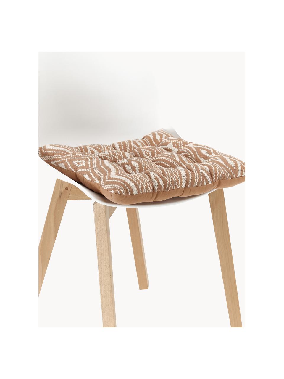 Coussin de chaise 40x40 en coton brun Blaki, Brun, blanc crème, larg. 40 x long. 40 cm