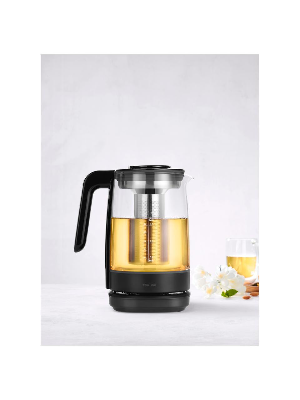 Hervidor con infusor de vidrio Enfinigy, 1,7 L, Estructura: vidrio, plástico, Negro mate, 1,7 L