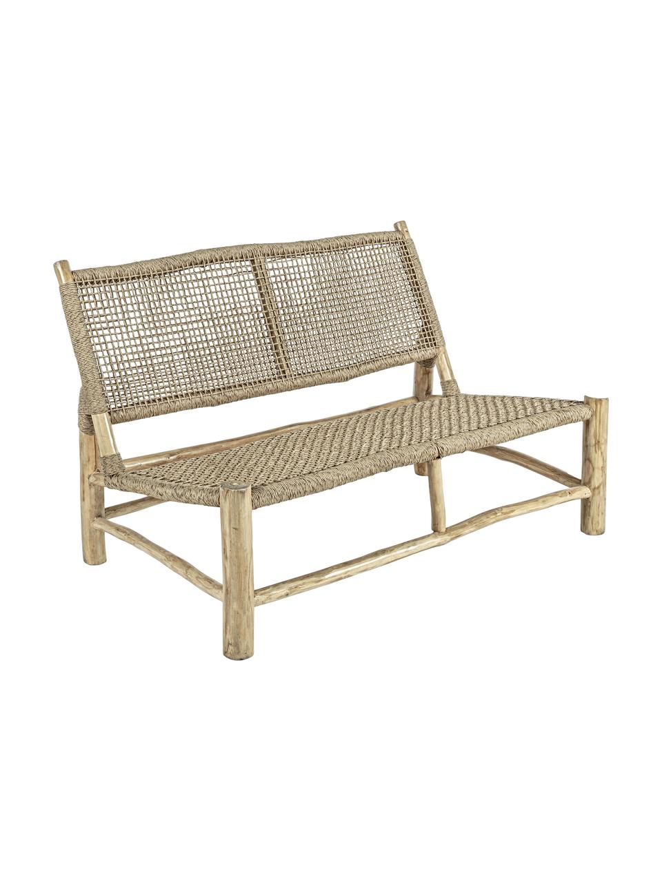 Lounge-Gartensitzbank Lampok (2-Sitzer), Gestell: Teakholz, Beige, B 120 x H 79 cm