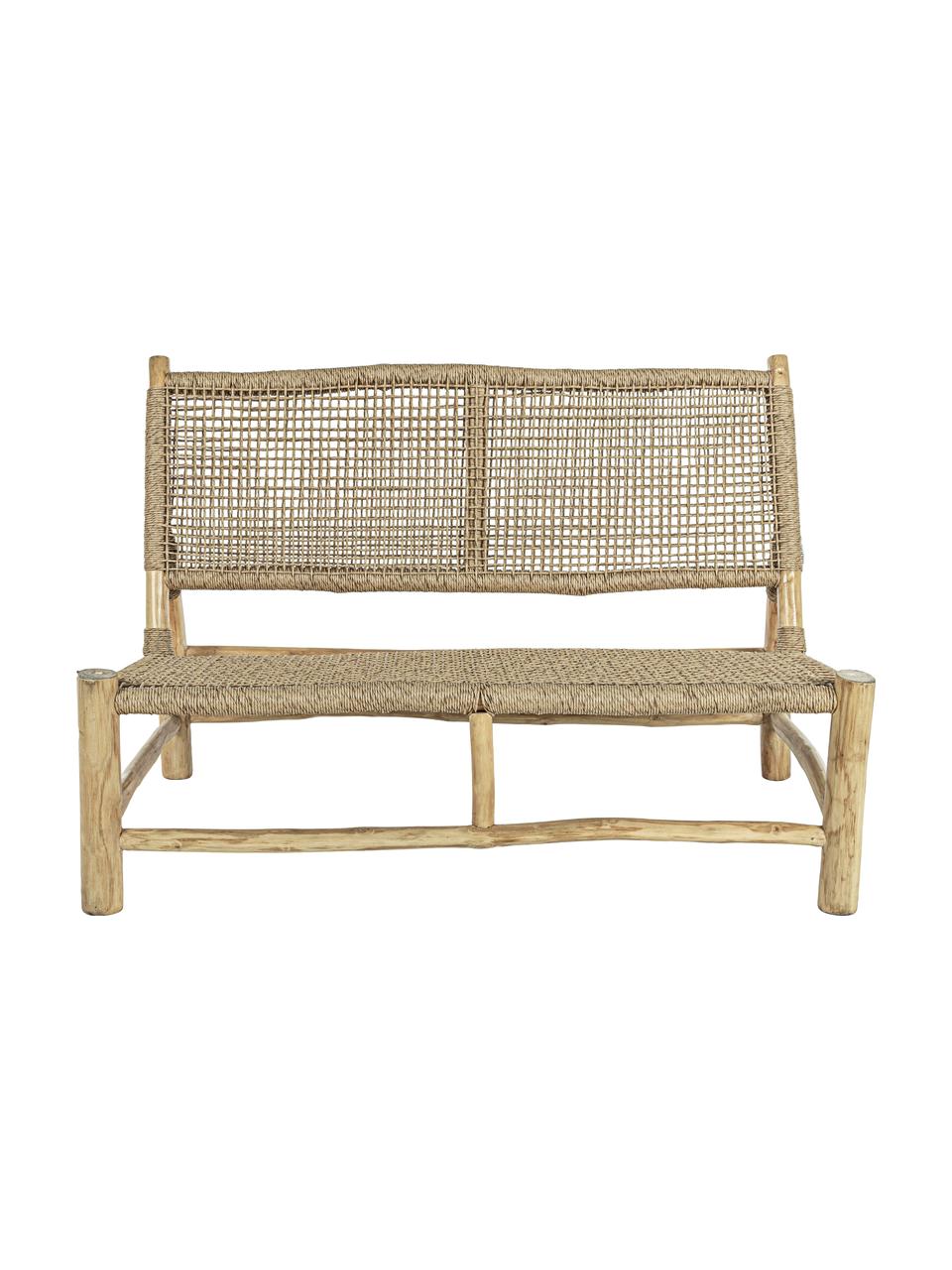 Panca da giardino 2 posti Lampok, Struttura: legno di teak, Beige, Larg. 120 x Alt. 79 cm