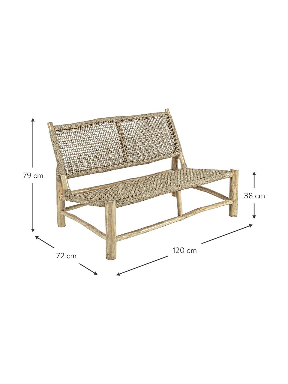 Lounge-Gartensitzbank Lampok (2-Sitzer), Gestell: Teakholz, Beige, B 120 x H 79 cm