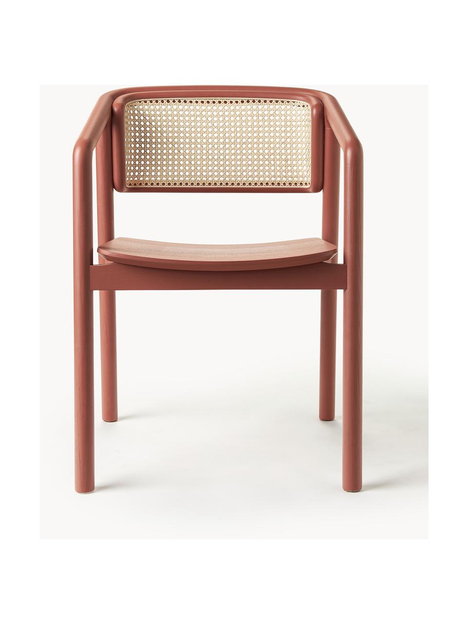Židle s područkami a vídeňskou pleteninou Gali, Terakotová, béžová, Š 56 cm, H 55 cm