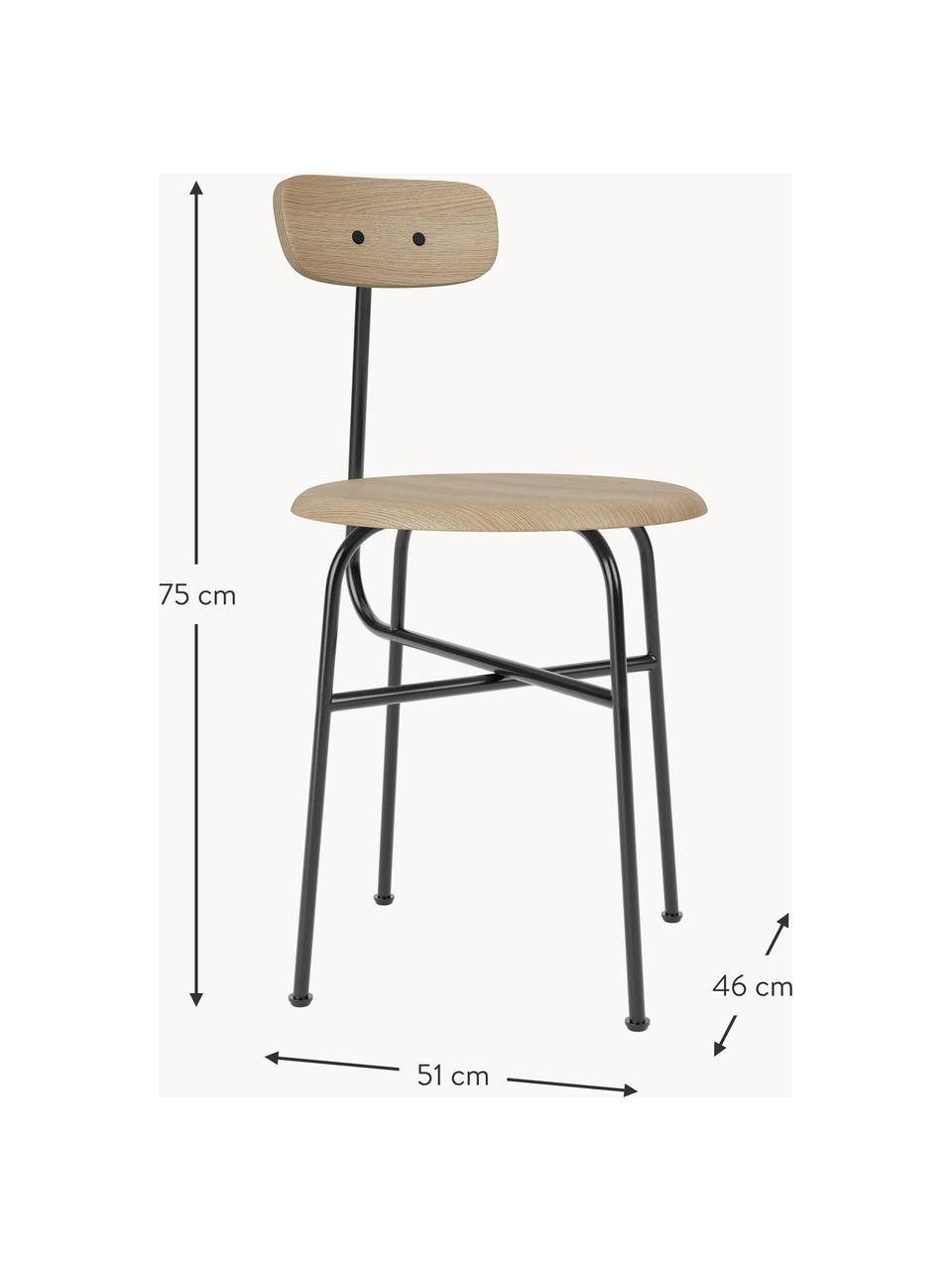 Drevená stolička s kovovou konštrukciou Afteroom, Svetlé dubové drevo, čierna, Š 46 x V 51 cm