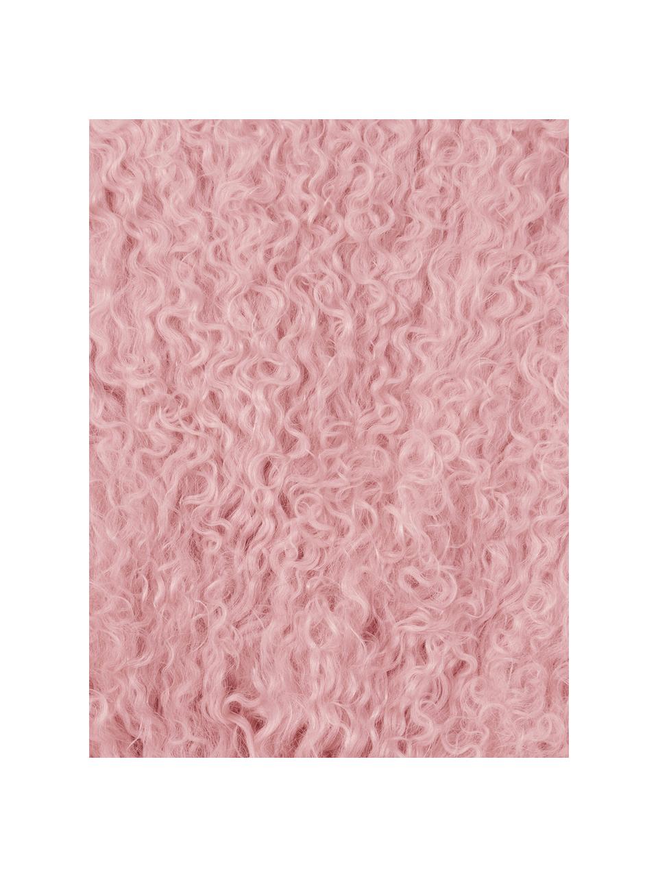 Zitkussen van langharige schapenvacht Ella, Bovenzijde: 100% Mongoolse schapenvac, Onderzijde: 100% polyester, Roze, Ø 37 cm