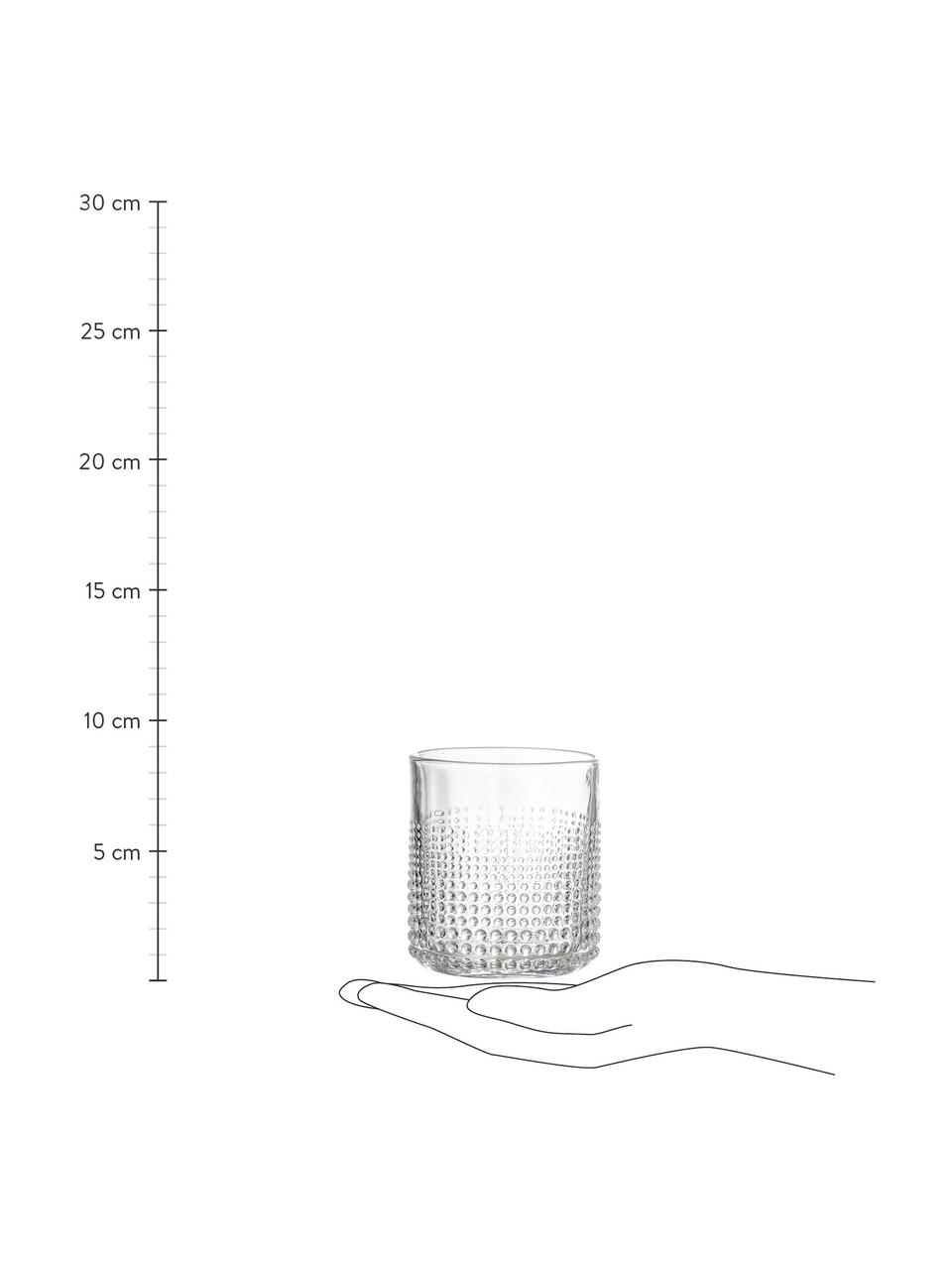 Set van 6 waterglazen Gro met structuurpatroon, Glas, Transparant, Ø 8 x H 9 cm, 300 ml