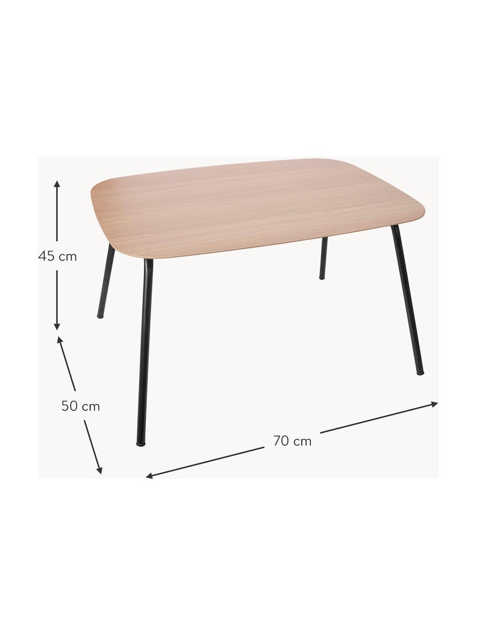 Kindertafel Oakee, Frame: gelakt metaal, Tafelblad: beukenhout met eikenhoutf, Beukenhout zwart, B 70 x H 45 cm