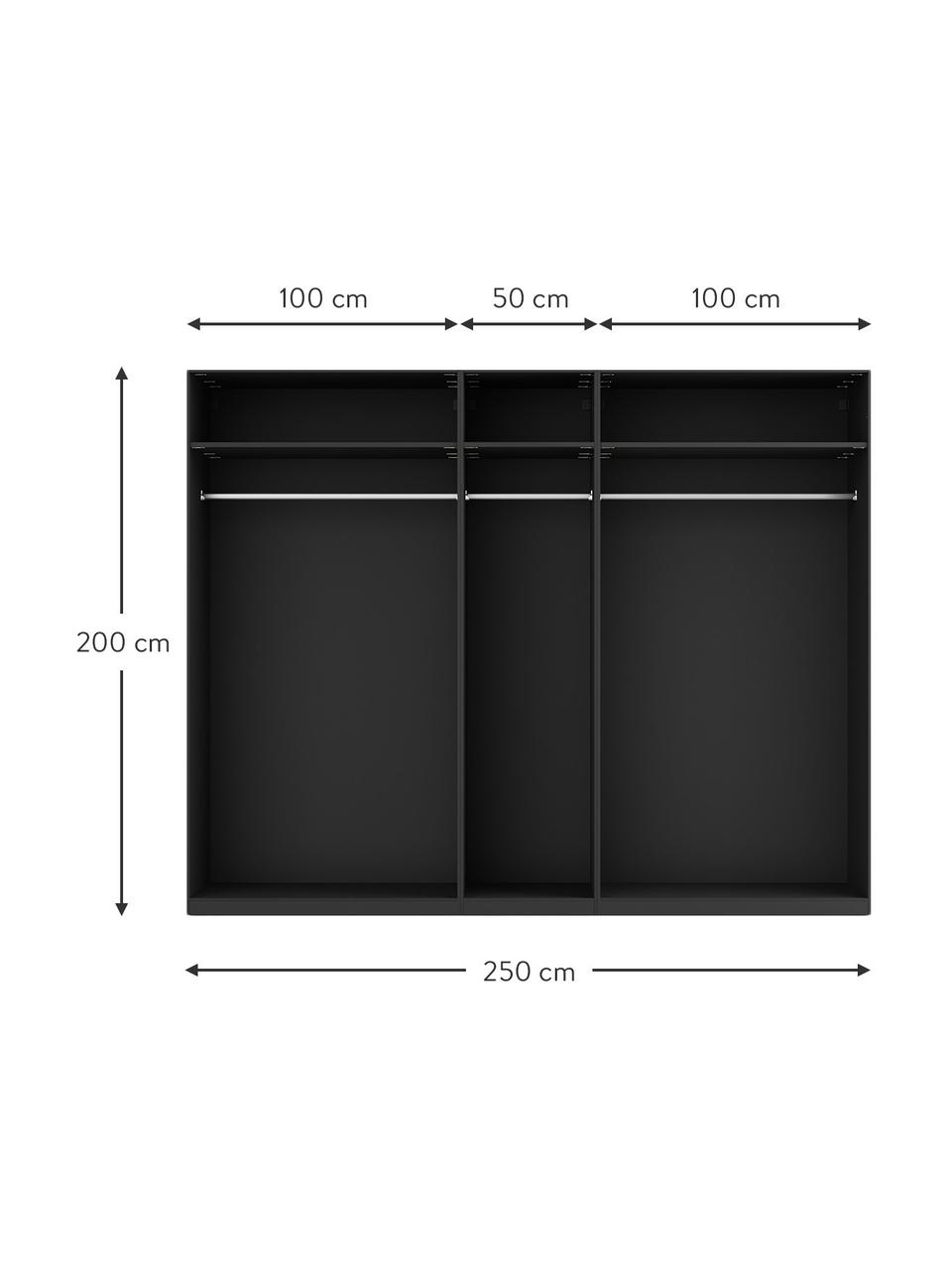 Modularer Drehtürenschrank Leon in Schwarz, 250 cm Breite, mehrere Varianten, Korpus: Spanplatte, FSC-zertifizi, Schwarz, Basic Interior, Höhe 200 cm