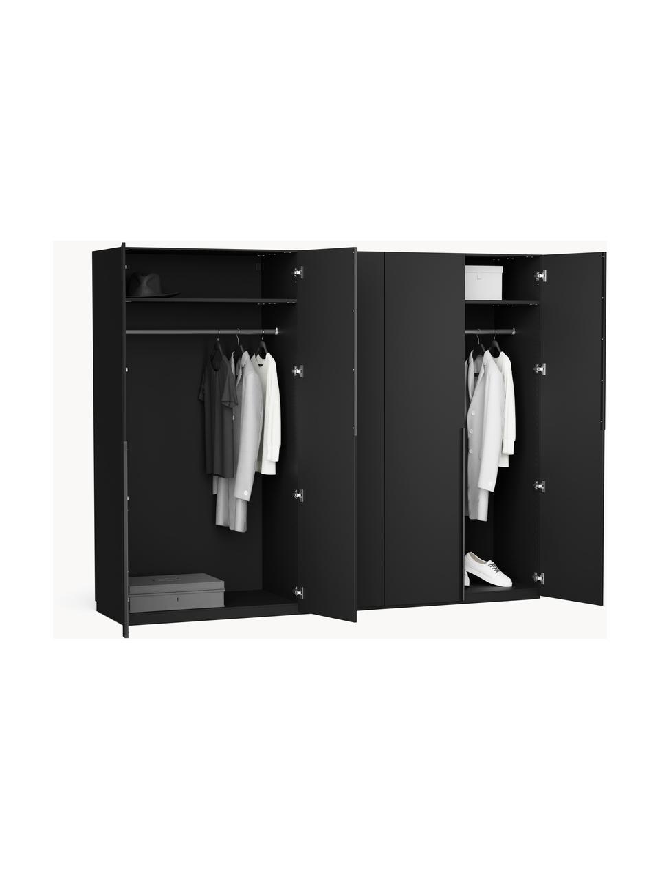Modulární skříň s otočnými dveřmi Leon, šířka 250 cm, více variant, Černá, Interiér Premium, Š 250 x V 236 cm