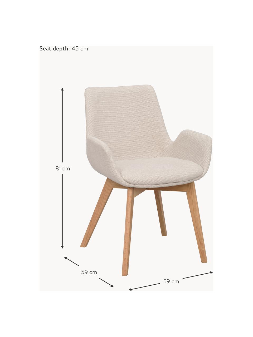 Sedie con braccioli Drimsdale 2 pz, Rivestimento: 100% poliestere Con 85.00, Gambe: legno di quercia laccato , Tessuto beige chiaro, legno di quercia, Larg. 59 x Prof. 59 cm