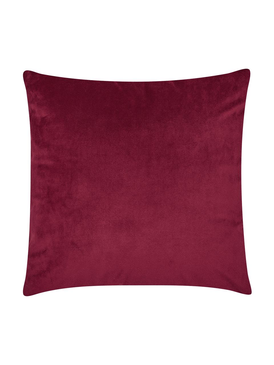 Housse de coussin 40x40 velours brodé Tree, Rouge, larg. 40 x long. 40 cm