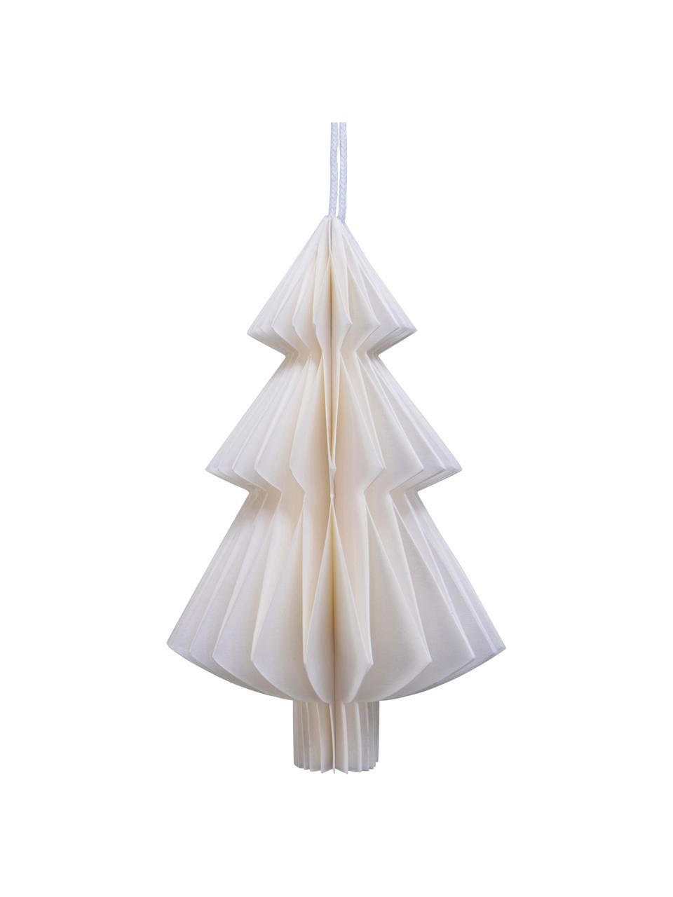 Décorations de sapin de Noël Tresa, 2 élém., Papier, Vert olive, blanc, Ø 9 x haut. 15 cm