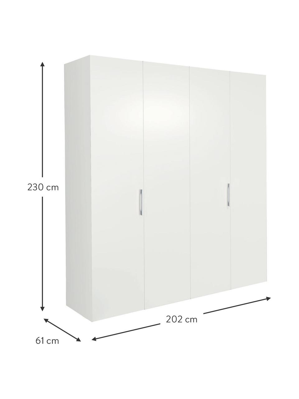 Drehtürenschrank Madison 4-türig, inkl. Montageservice, Korpus: Holzwerkstoffplatten, lac, Weiss, Ohne Spiegeltür, B 202 x H 230 cm