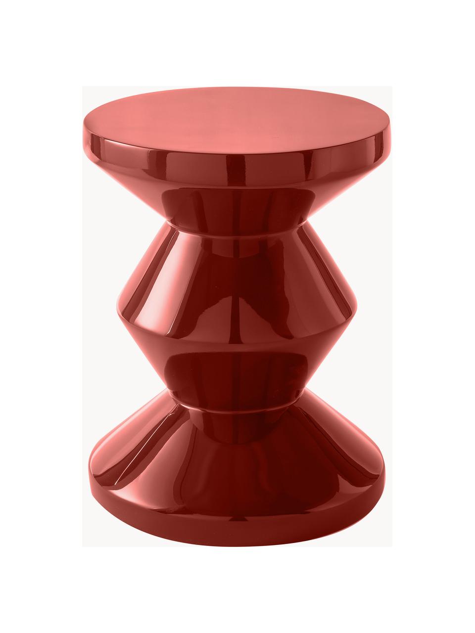 Okrúhly odkladací stolík Zig Zag, Plast, lakovaný, Červená, Ø 36 x V 46 cm