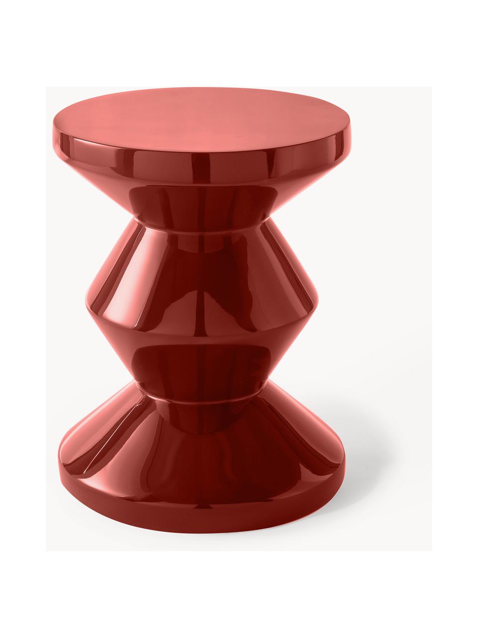 Kulatý odkládací stolek Zig Zag, Lakovaná umělá hmota, Červená, Ø 36 cm, V 46 cm
