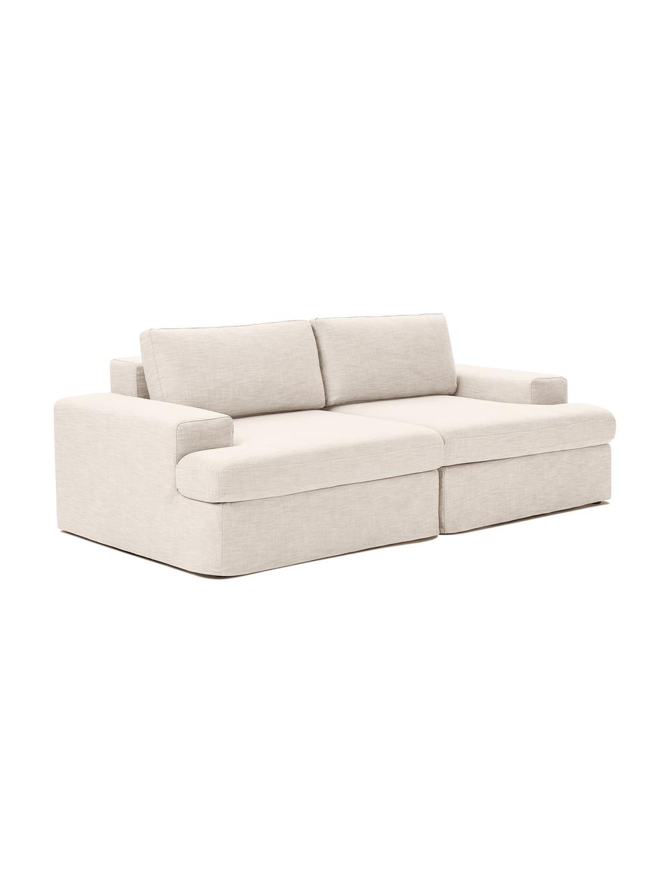 Divano componibile 2 posti Russell, Rivestimento: 100% cotone Con 50.000 ci, Struttura: legno di pino massiccio c, Piedini: materiale sintetico, Tessuto beige, Larg. 206 x Alt. 77 cm