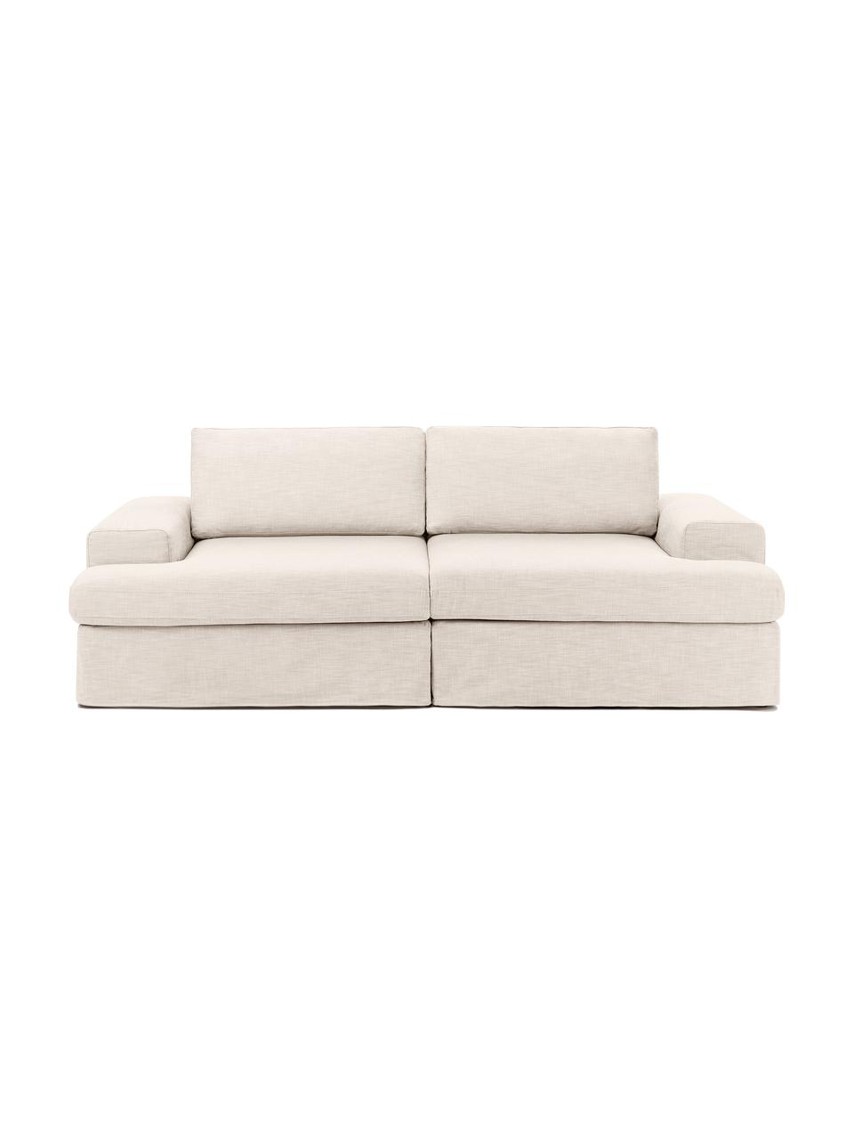 Sofa modułowa Russell (3-osobowa), Tapicerka: 100% bawełna Dzięki tkani, Stelaż: lite drewno sosnowe z cer, Nogi: tworzywo sztuczne, Beżowa tkanina, S 206 x W 77 cm