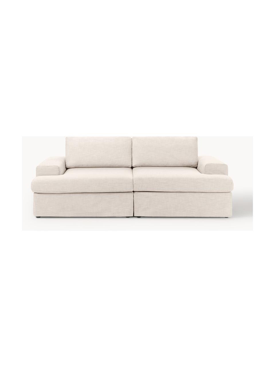 Modulares Sofa Russell (3-Sitzer) mit abnehmbaren Bezügen, Bezug: 100% Baumwolle Der strapa, Gestell: Massives Kiefernholz, Spe, Füße: Kunststoff Dieses Produkt, Webstoff Hellbeige, B 206 x T 103 cm