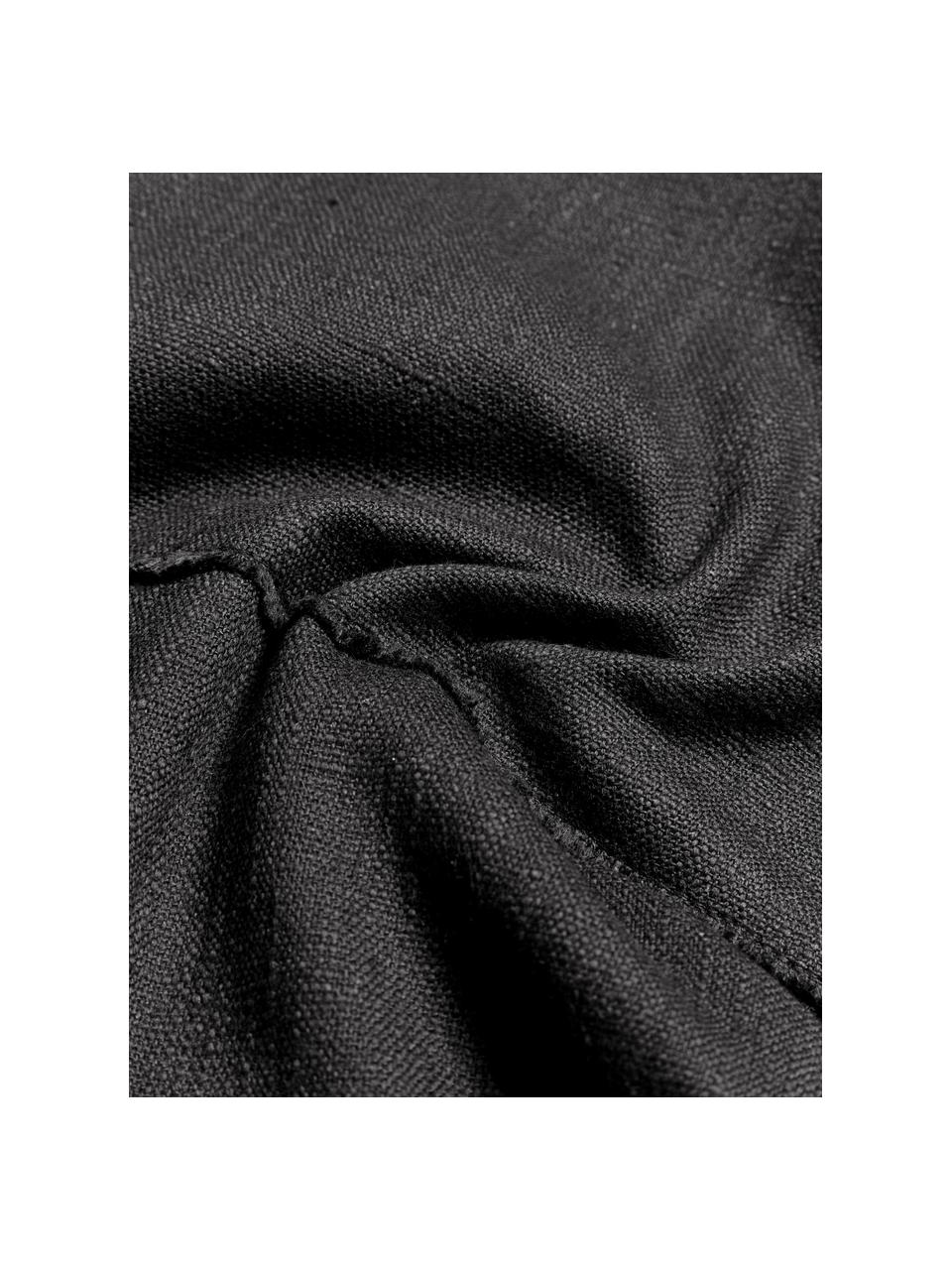 Federa arredo in cotone con cuciture decorative Terre, 80% cotone, 20% lino, Nero, Larg. 30 x Lung. 50 cm