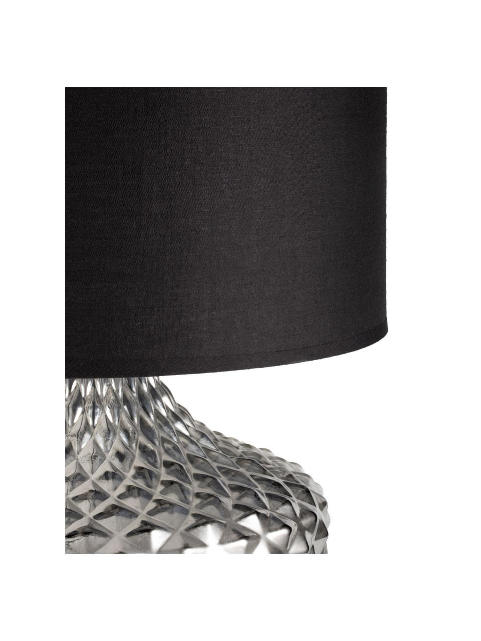 Große Tischlampe Brilliant Jewel aus Glas, Lampenschirm: Stoff, Lampenfuß: Glas, Grau, Schwarz, Ø 32 x H 56 cm