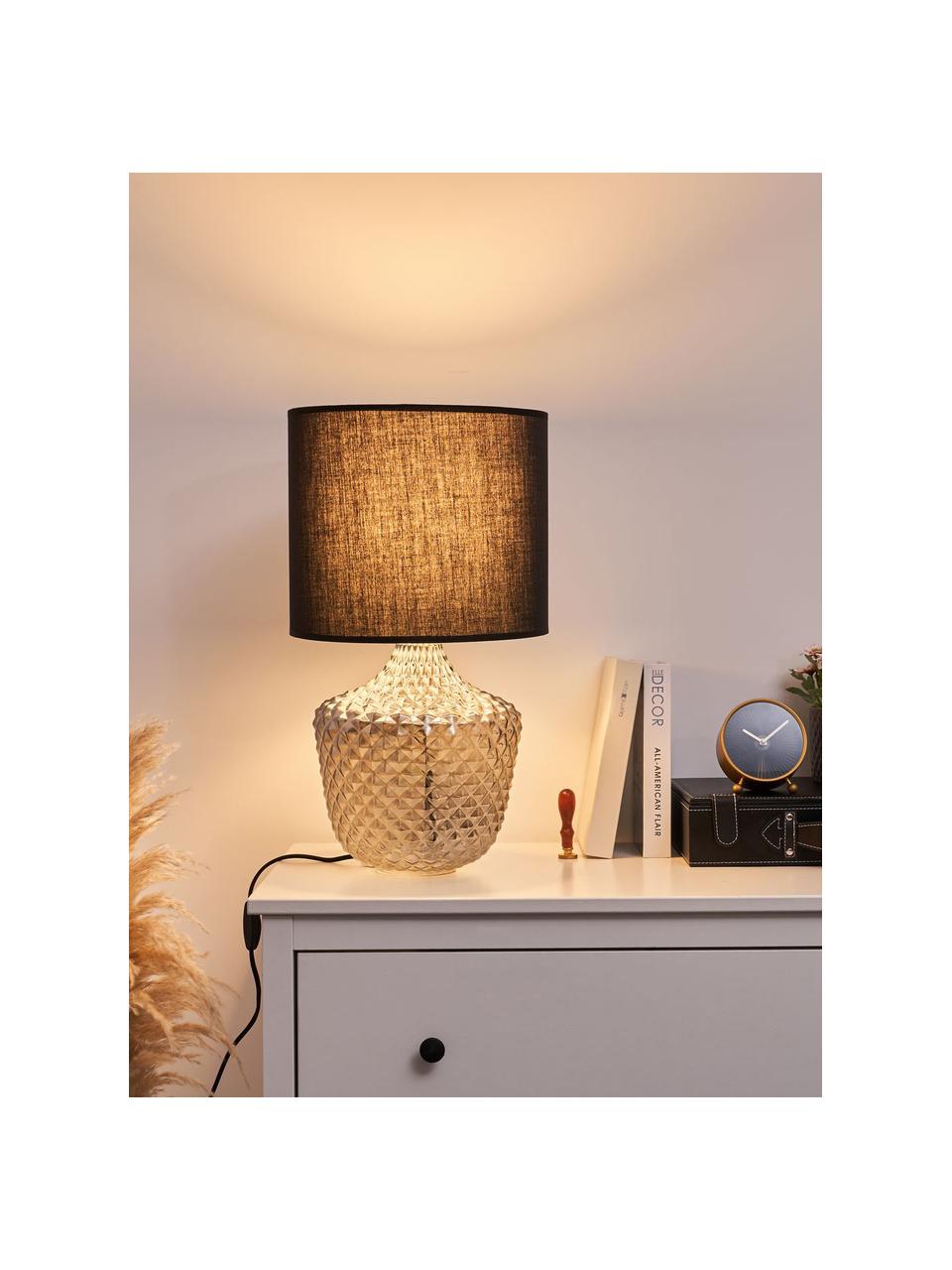 Veľká stolová lampa zo skla Brilliant Jewel, Sivá, čierna, Ø 32 x V 56 cm