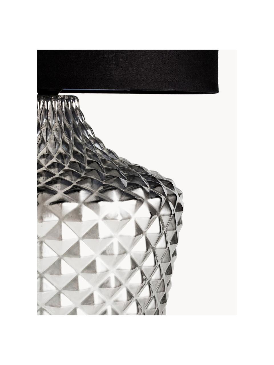 Grote tafellamp Brilliant Jewel van glas, Lampenkap: stof, Lampvoet: glas, Grijs, zwart, Ø 32 x H 56 cm