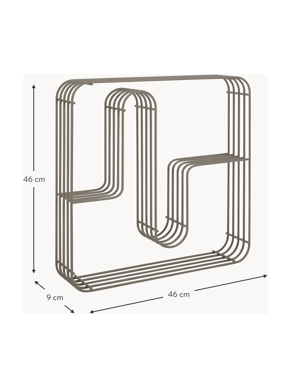 Metall-Wandregal Curva, Stahl, pulverbeschichtet, Greige, matt, B 46 x H 46 cm