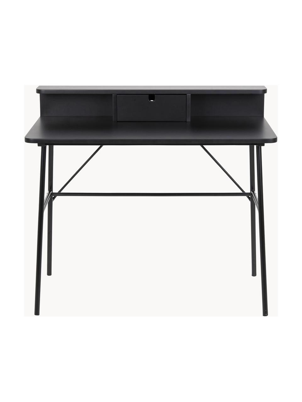 Bureau Pascal, Poten: gelakt metaal, Zwart, B 100 x H 55 cm