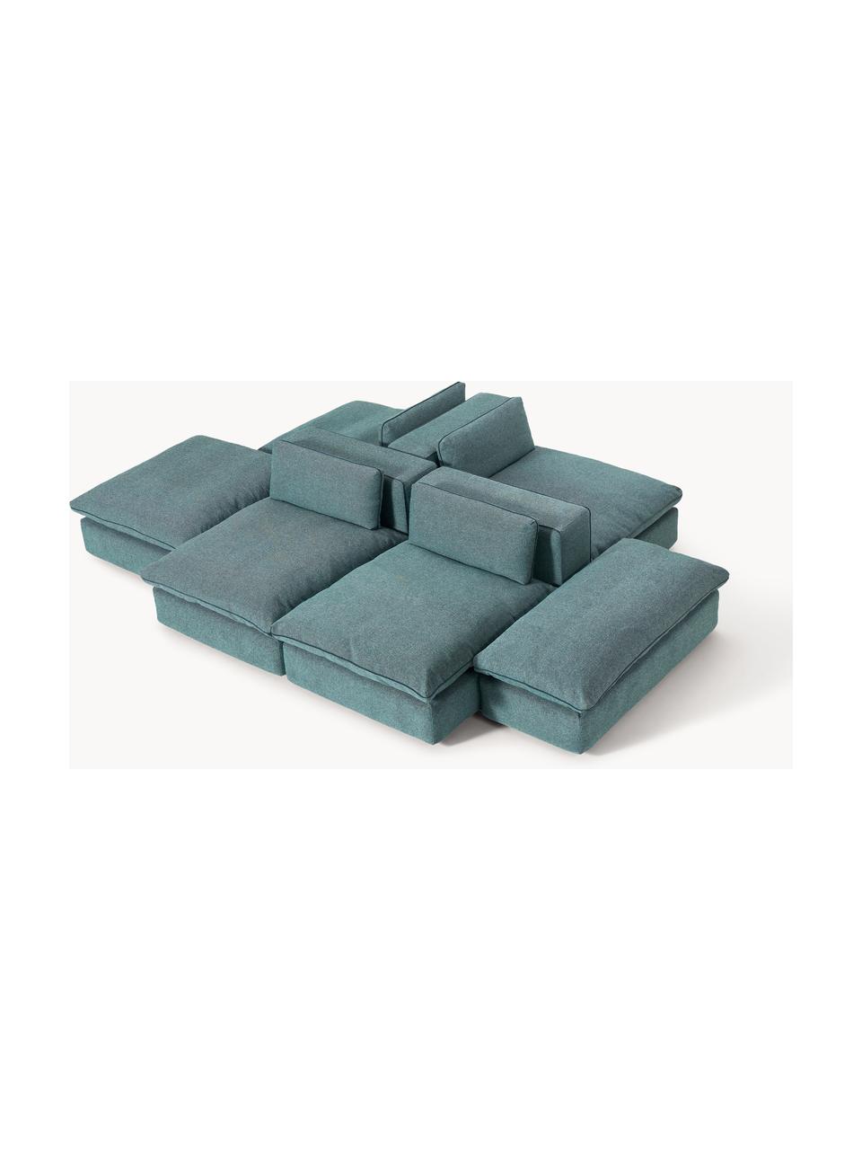 Sofa modułowa XL Felix, Tapicerka: 100% poliester Dzięki tka, Nogi: tworzywo sztuczne Ten pro, Turkusowo-zielona tkanina, B 360 x T 240 cm