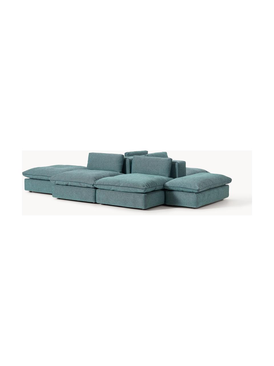 Sofa modułowa XL Felix, Tapicerka: 100% poliester Dzięki tka, Nogi: tworzywo sztuczne Ten pro, Turkusowo-zielona tkanina, B 360 x T 240 cm