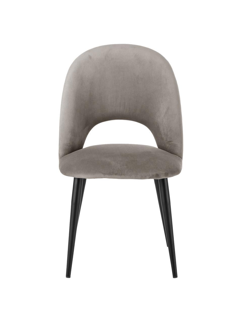 Krzesło tapicerowane z aksamitu Rachel, Tapicerka: aksamit (poliester) Dzięk, Nogi: metal malowany proszkowo, Taupe aksamit, S 53 x G 57 cm
