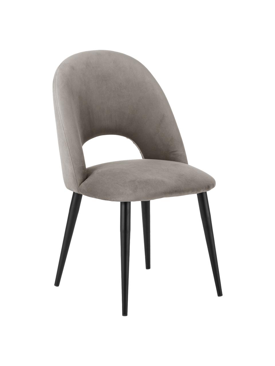 Fluwelen stoel Rachel, Bekleding: fluweel (100 % polyester), Poten: gepoedercoat metaal, Fluweel taupe, B 53  x D 57 cm