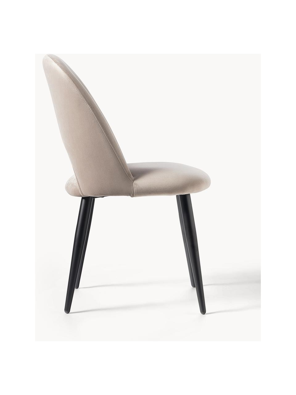 Fluwelen stoel Rachel, Bekleding: fluweel (100 % polyester), Poten: gepoedercoat metaal, Fluweel taupe, B 53  x D 57 cm