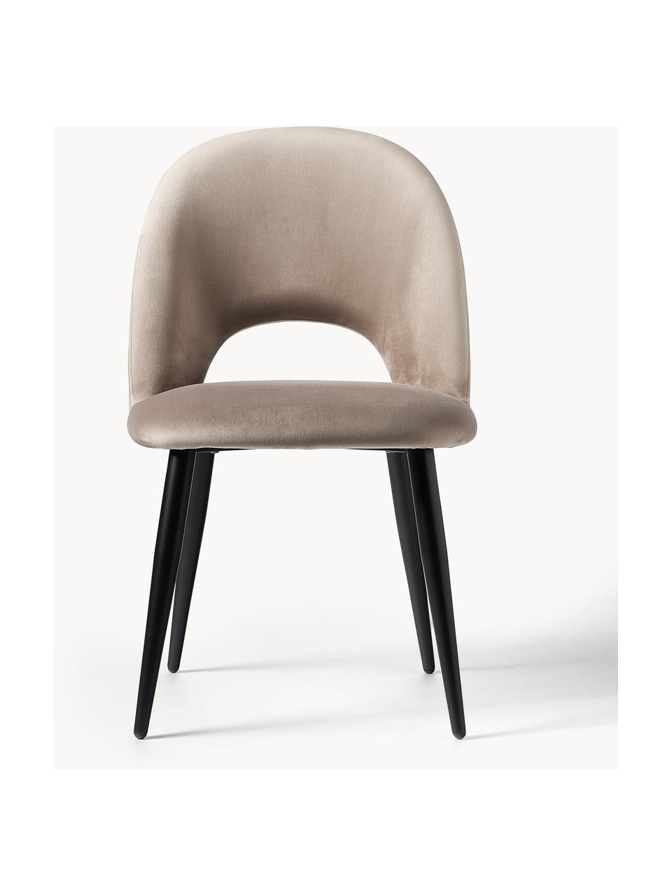 Fluwelen stoel Rachel, Bekleding: fluweel (100 % polyester), Poten: gepoedercoat metaal, Fluweel taupe, B 53  x D 57 cm
