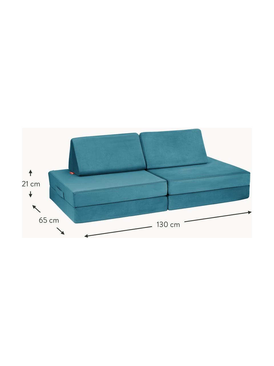 Modulares Kinder-Spielsofa Mila aus Samt, handgefertigt, Bezug: Samt (100 % Polyester) De, Samt Türkis, B 168 x T 84 cm