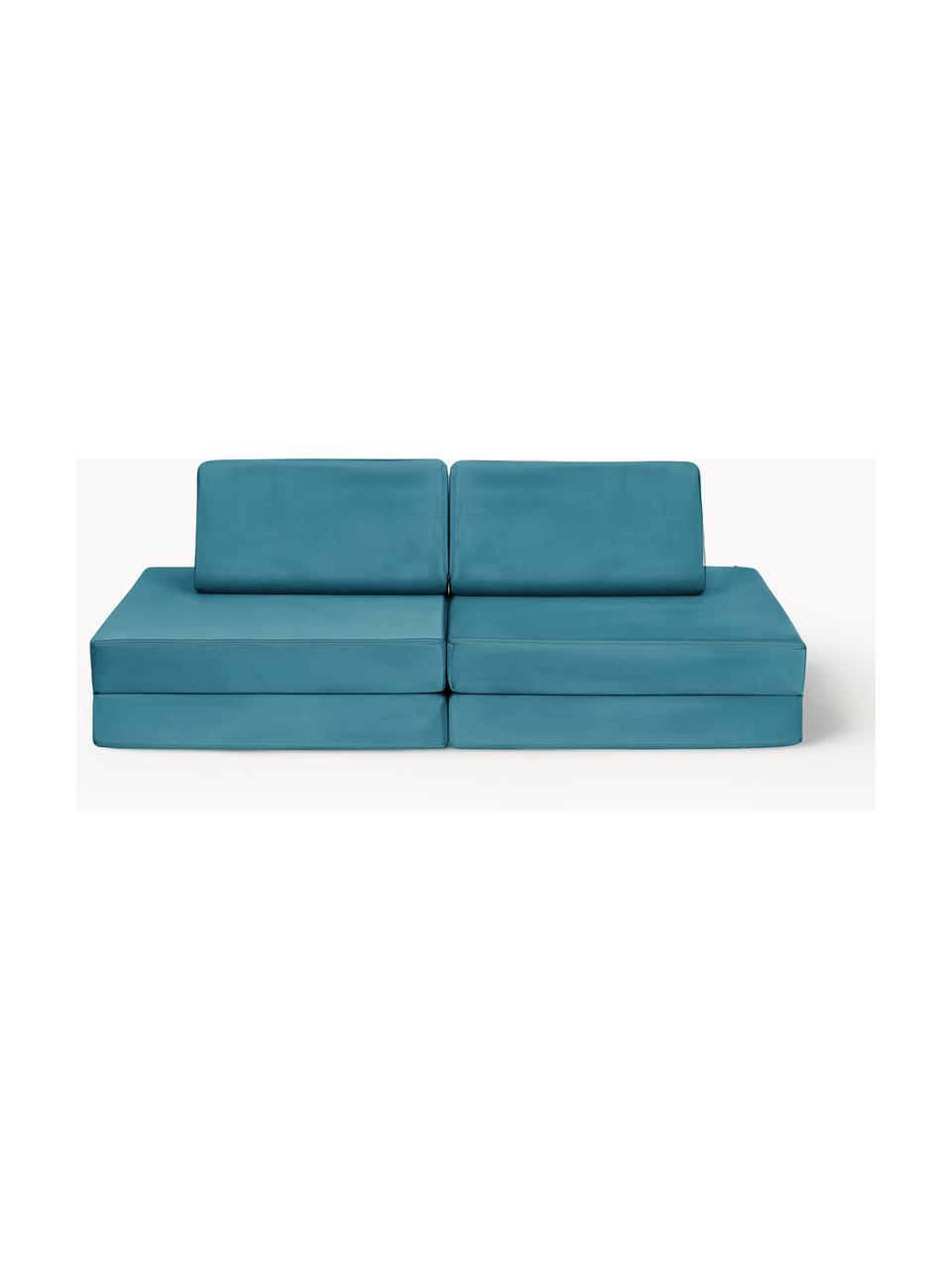 Modulares Kinder-Spielsofa Mila aus Samt, handgefertigt, Bezug: Samt (100 % Polyester) De, Samt Türkis, B 168 x T 84 cm