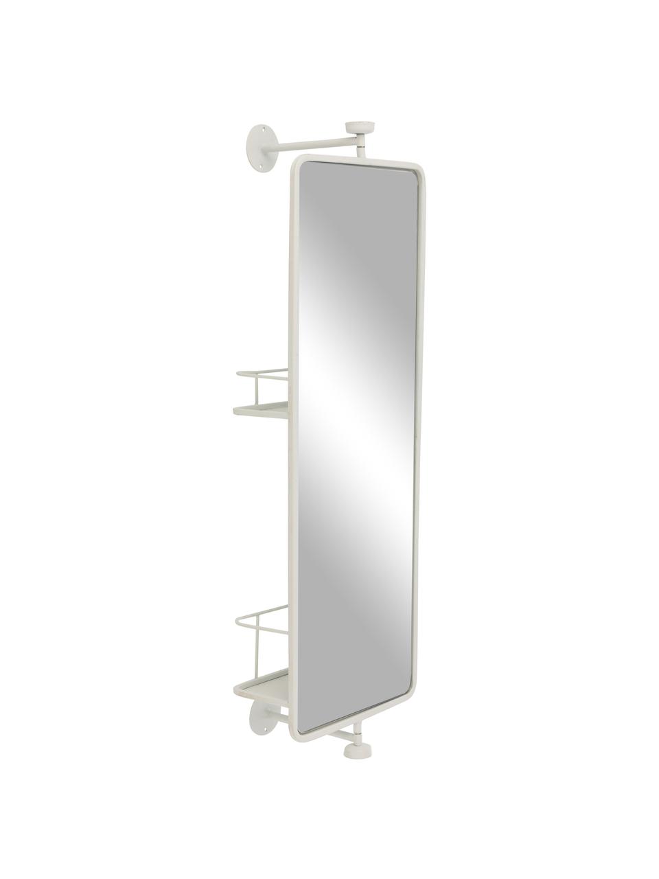Espejo de pared con estantes Function, Estructura: metal recubierto, Espejo: cristal, Blanco, An 25 x Al 78 cm