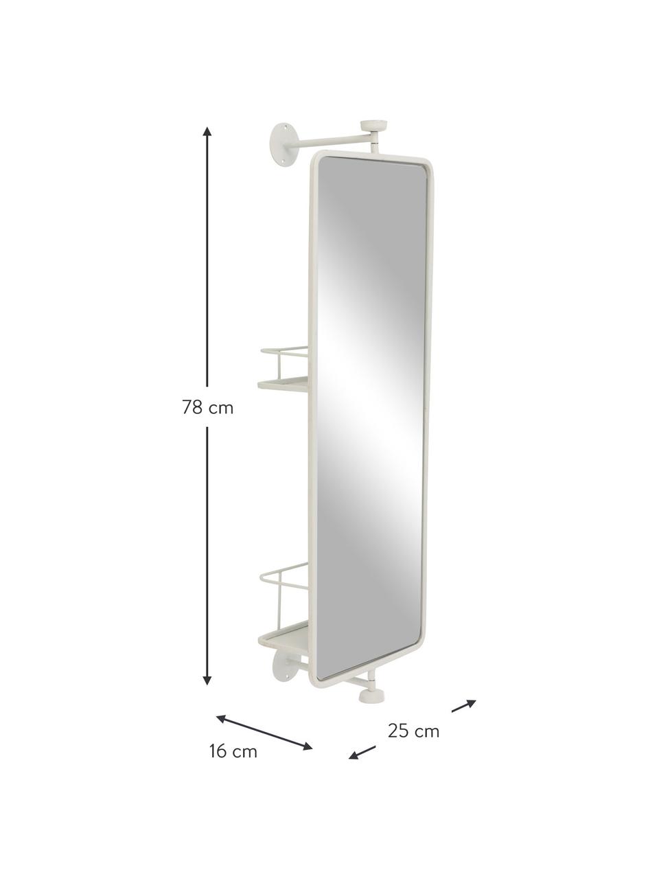 Wandspiegel Function met planken in wit, Frame: gecoat metaal, Wit, B 25 cm x H 78 cm