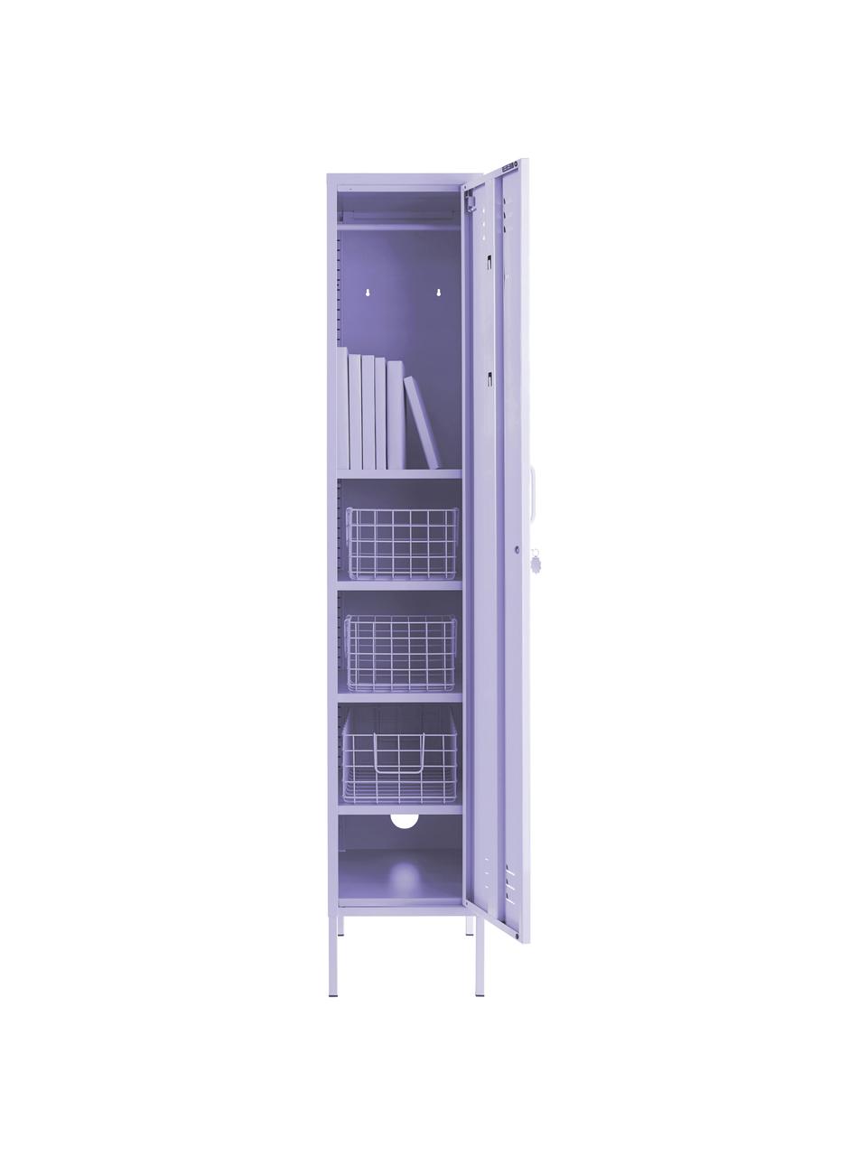 Armario pequeño Skinny, Acero con pintura en polvo, Lila claro, An 35 x Al 183 cm
