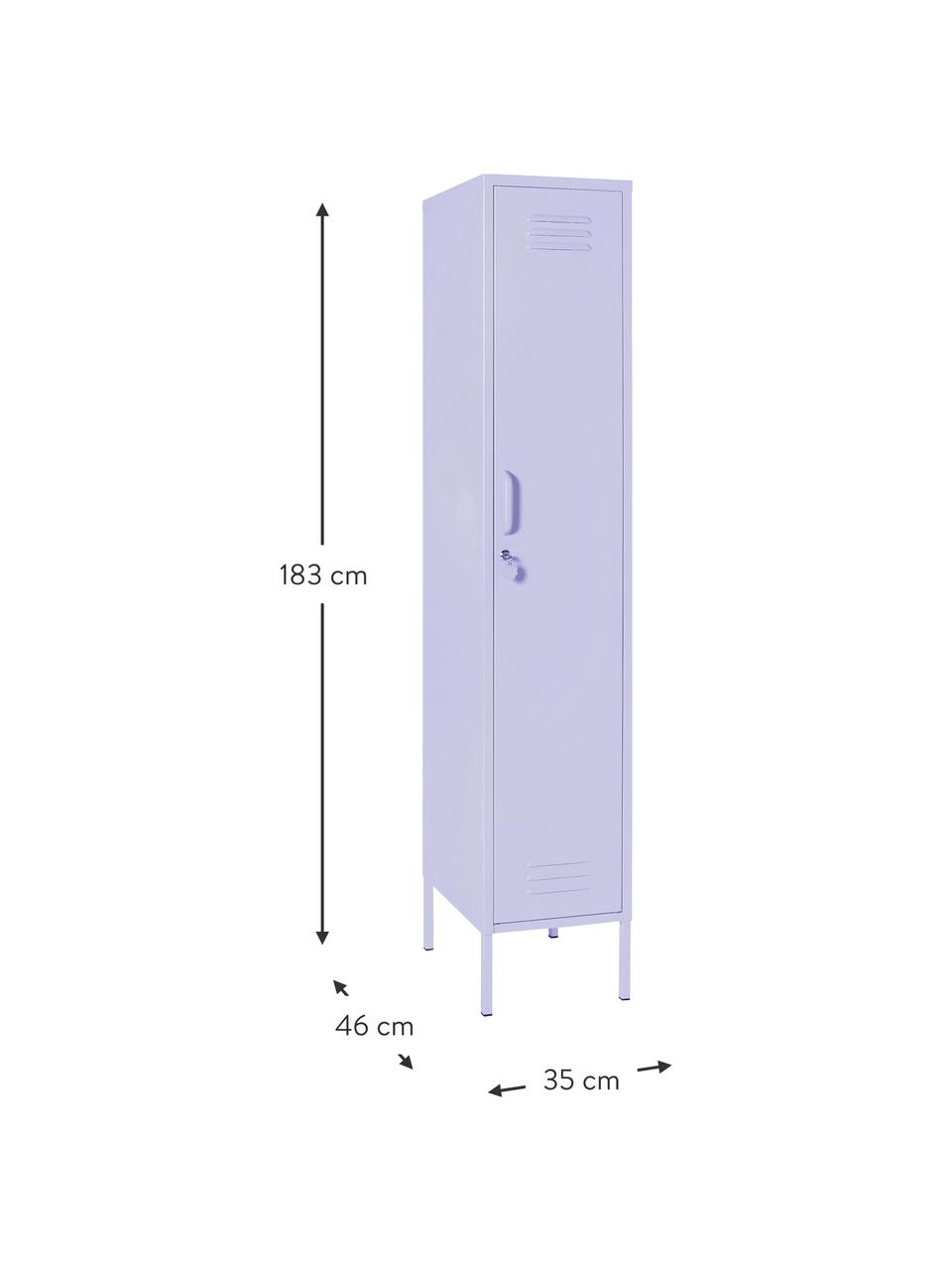 Armadietto piccolo Skinny, Acciaio verniciato a polvere, Lilla, Larg. 35 x Alt. 183 cm