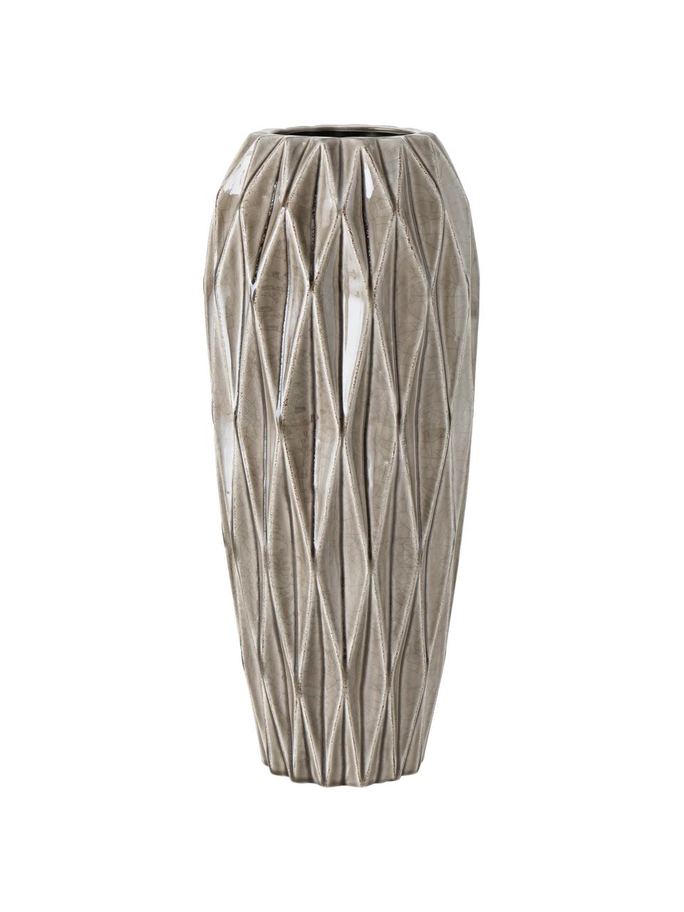 Vase de sol fait main Tigan, Grès cérame, émaillé, Gris, Ø 20 cm x haut. 49 cm
