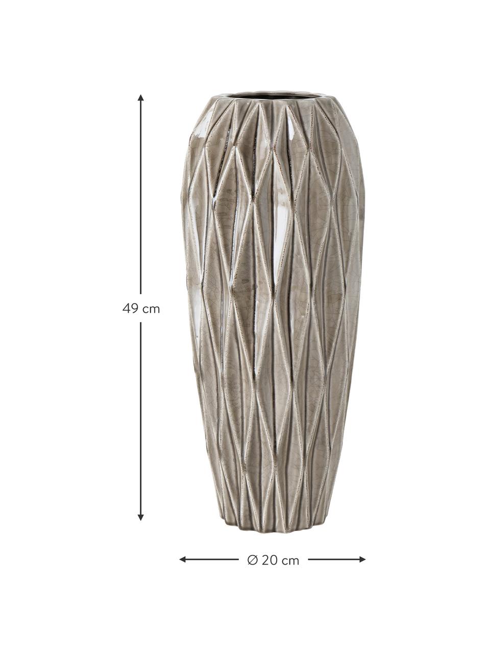 Jarrón de suelo artesanal de gres Tigan, Gres esmaltado, Gris, Ø 20 x Al 49 cm