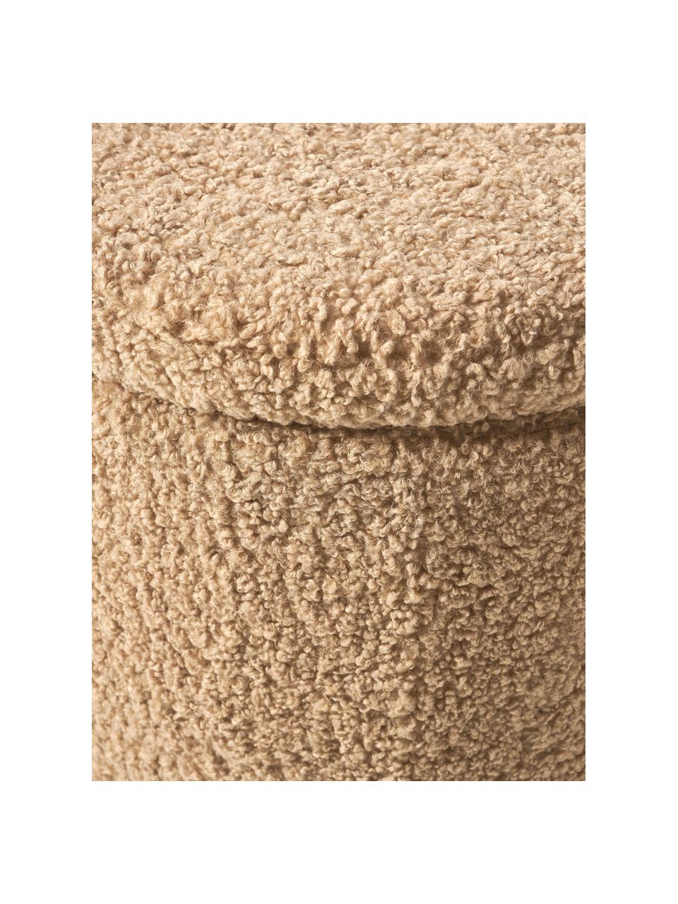 Teddy-Hocker Alida mit Stauraum, Bezug: Teddy (100 % Polyester) D, Korpus: Sperrholz, Metall, Teddy Hellbraun, Ø 50 x H 42 cm