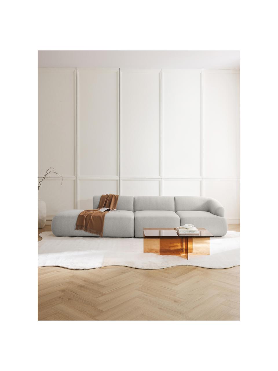 Modulaire XL chaise longue Sofia, Bekleding: 100% polypropyleen Met 25, Frame: sparrenhout, spaanplaat, , Poten: kunststof Dit product is , Geweven stof grijs, B 340 x D 103 cm, armleuning rechts