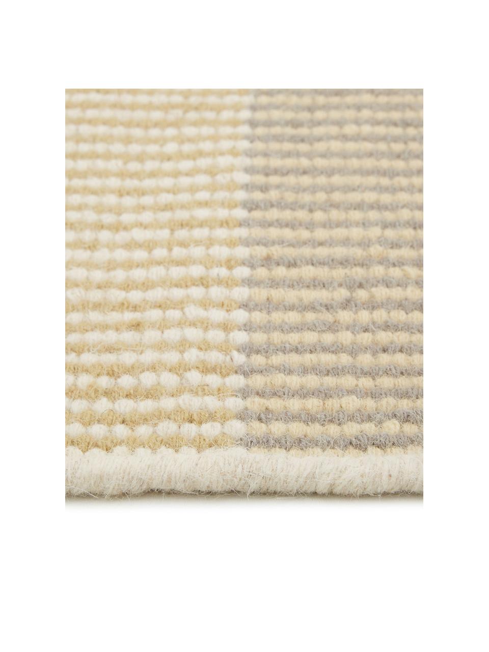 Tapis laine rayé multicolore tissé main Devise, Multicolore