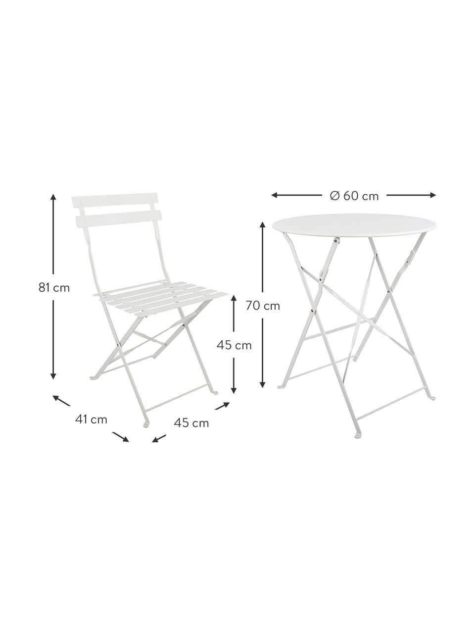 Balkon-Set Chelsea aus Metall, 3-tlg., Metall, pulverbeschichtet, Weiß, Sondergrößen